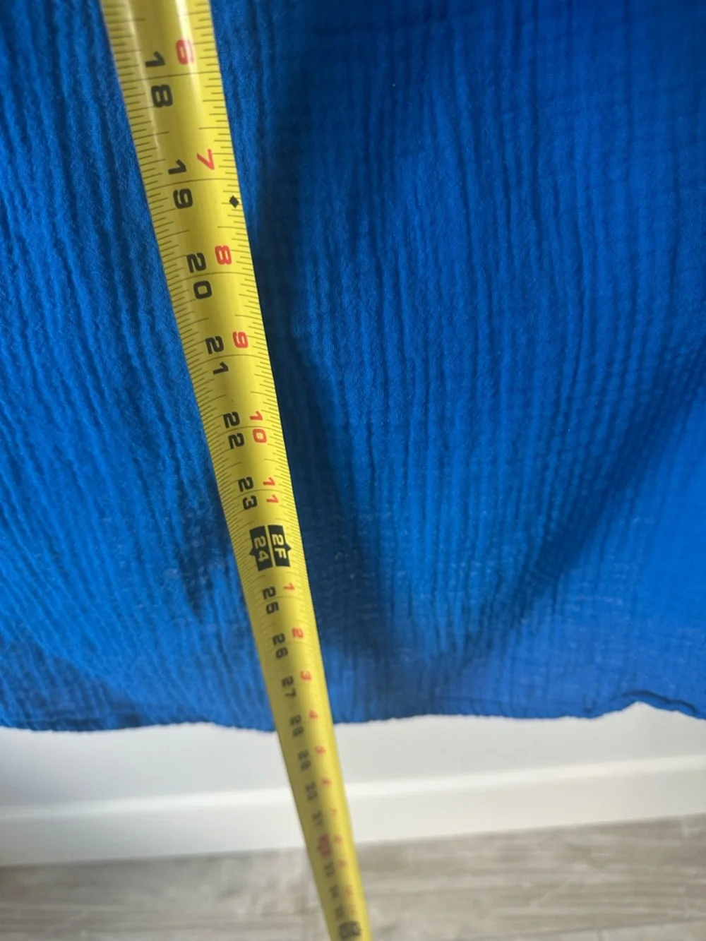 Women's Relaxed Blue Button-Down Cotton Gauze Shirt - Picture 9 of 10